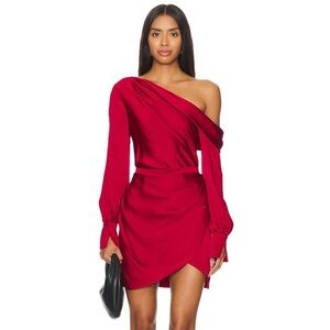 NWT Simkhai Cameron Dress 4 Cherry Red One Shoulder